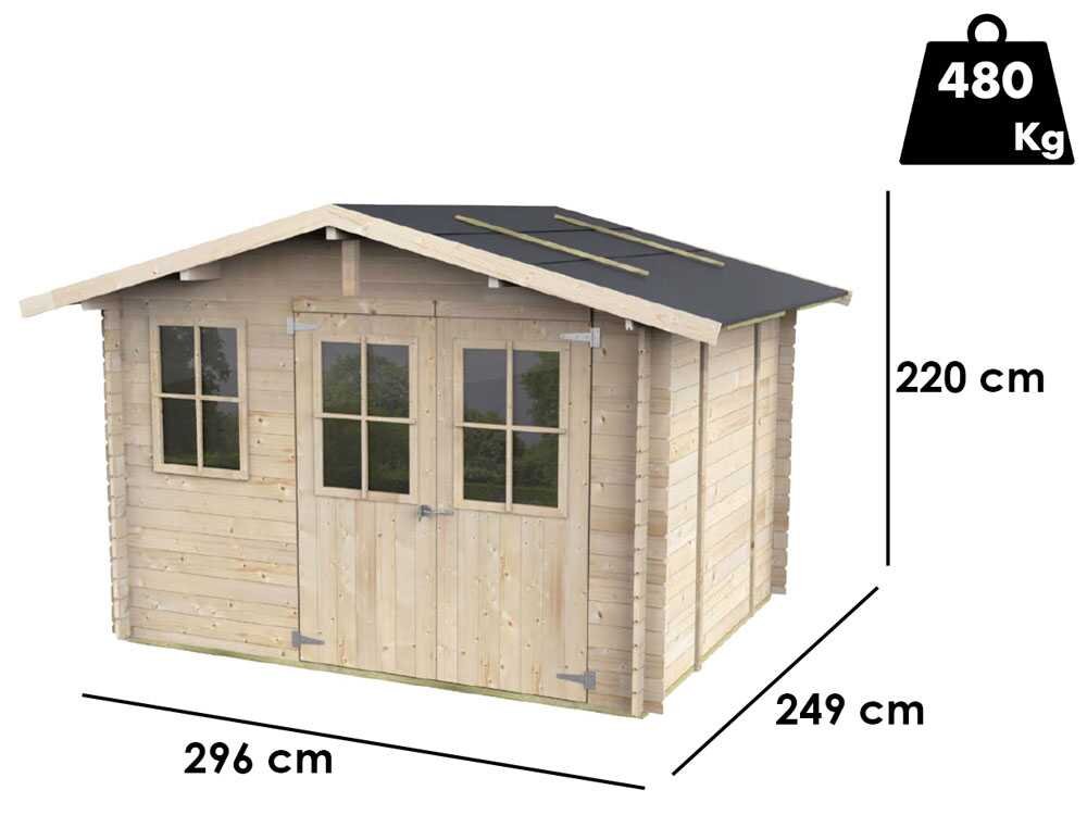 alce cortona express 296x249 abri de jardin en bois avec fenêtres et porte à double battant 296x249x220 cm - Machines territoires alce cortona express 296x249 abri de jardin en bois avec fenêtres et porte à double battant 296x249x220 cm