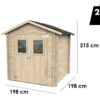 alce hobby 198x198 abri de jardin en bois avec fenêtres et porte à double battant 198x198x215 cm