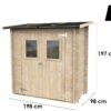 alce hobby 198x98 abri de jardin en bois avec fenêtres à l'avant 198x98x197 cm