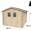 alce hobby 248x248 abri de jardin en bois avec fenêtres et porte à double battant 248x248x217 cm