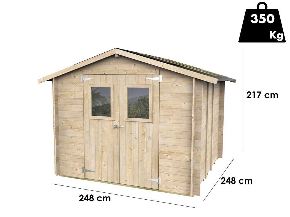 alce hobby 248x248 abri de jardin en bois avec fenêtres et porte à double battant 248x248x217 cm