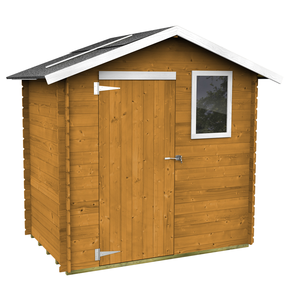 alce livia 198x130 mélèze abri de jardin en bois avec fenêtre frontale 198x130x205 cm alce livia 198x130 mélèze abri de jardin en bois avec fenêtre frontale 198x130x205 cm