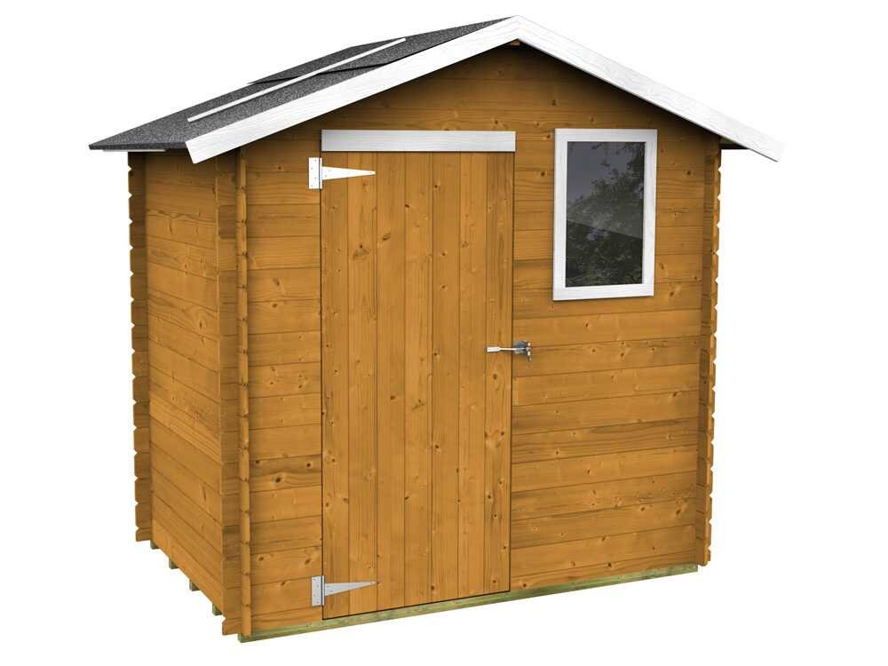 alce livia 198x130 mélèze abri de jardin en bois avec fenêtre frontale 198x130x205 cm