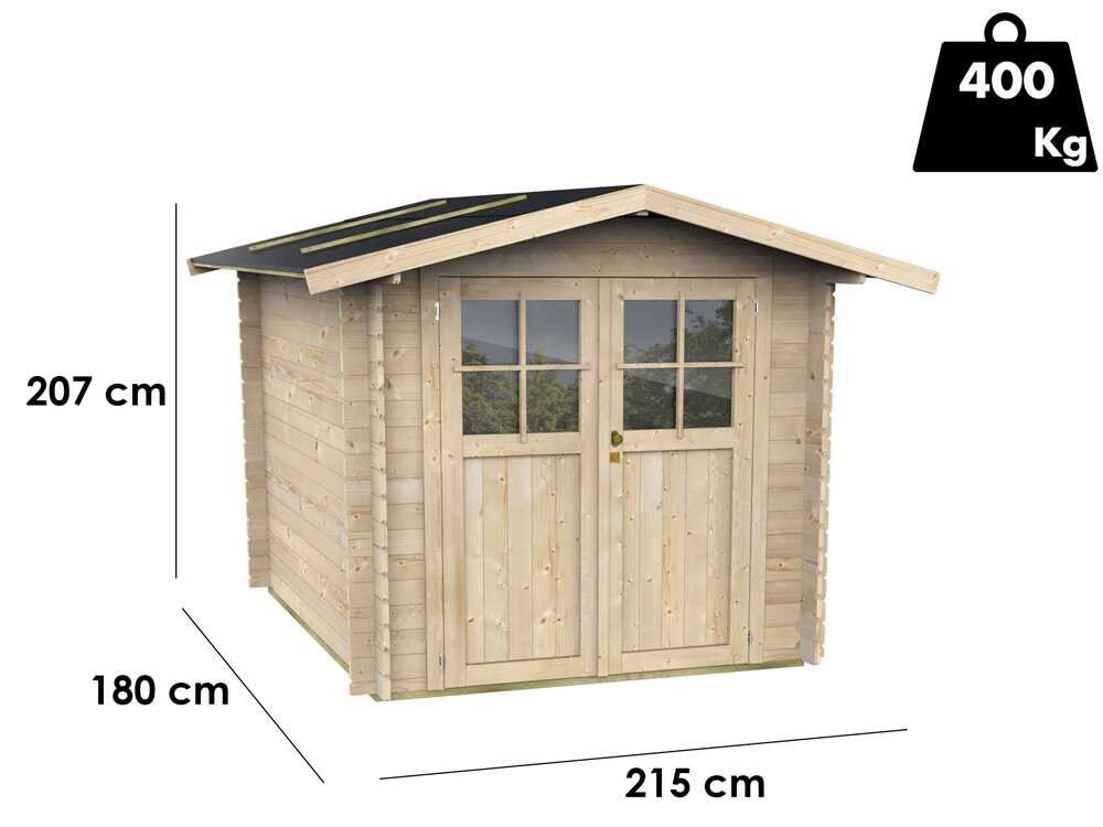 alce opera 215x180 abri de jardin à bois avec fenêtres et porte à double battant 215x180x207 cm - Machines territoires alce opera 215x180 abri de jardin à bois avec fenêtres et porte à double battant 215x180x207 cm