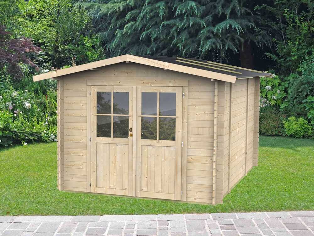alce opera 215x250 abri de jardin à bois avec fenêtres et porte à double battant 215x250x207 cm