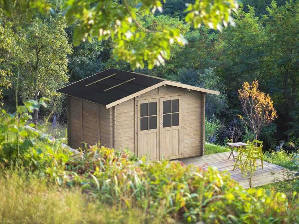 alce opera 215x250 abri de jardin à bois avec fenêtres et porte à double battant 215x250x207 cm