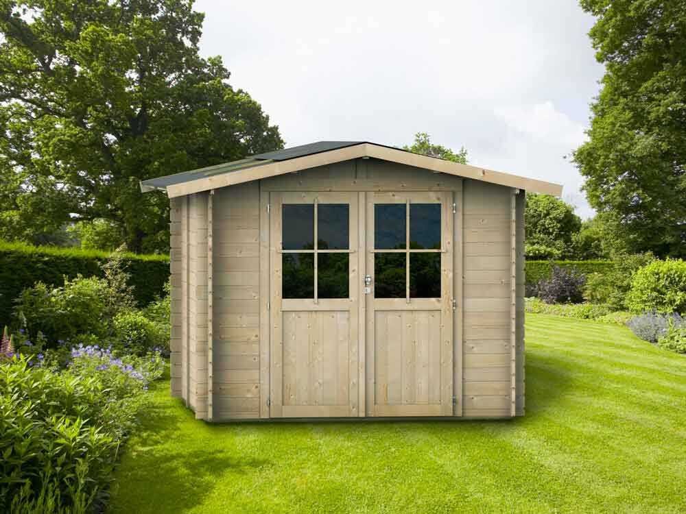 alce opera 250x250 abri de jardin à bois avec fenêtres et porte à double battant 250x250x207 cm