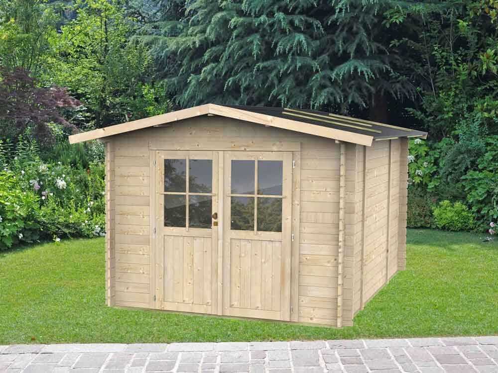 alce opera 250x250 abri de jardin à bois avec fenêtres et porte à double battant 250x250x207 cm