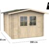 alce opera 250x250 abri de jardin à bois avec fenêtres et porte à double battant 250x250x207 cm