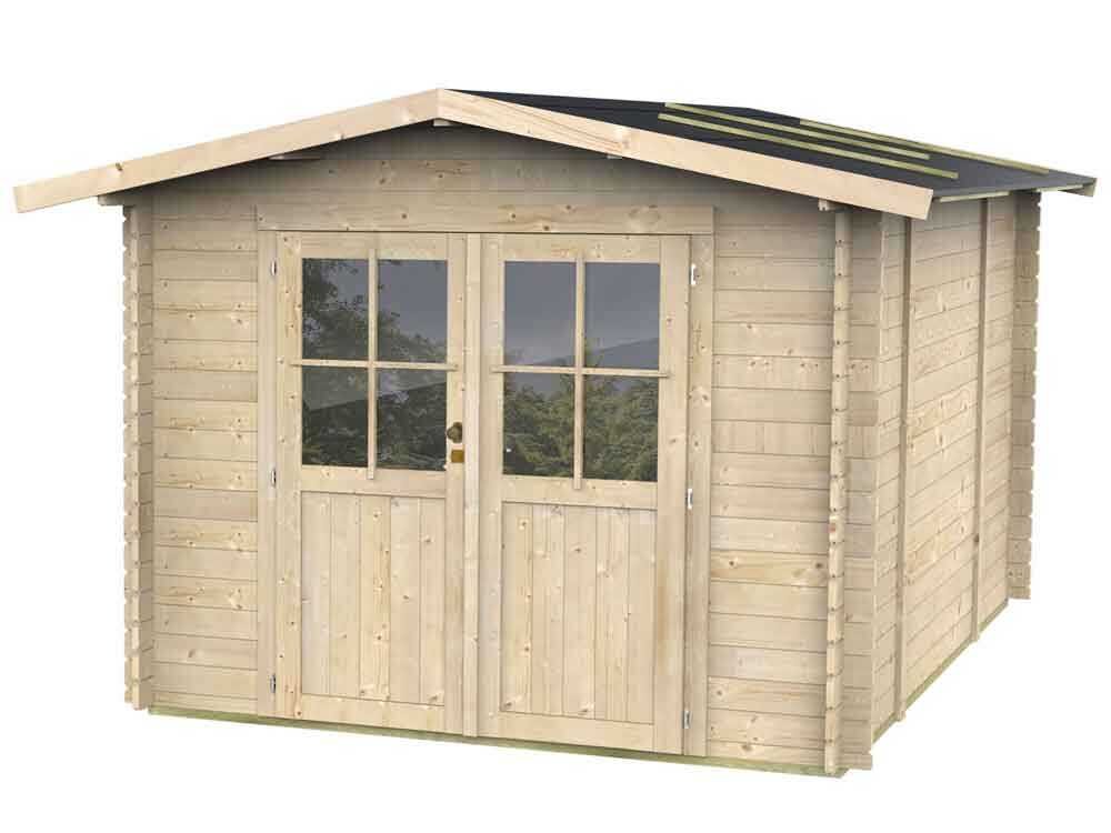 alce opera 250x250 abri de jardin à bois avec fenêtres et porte à double battant 250x250x207 cm