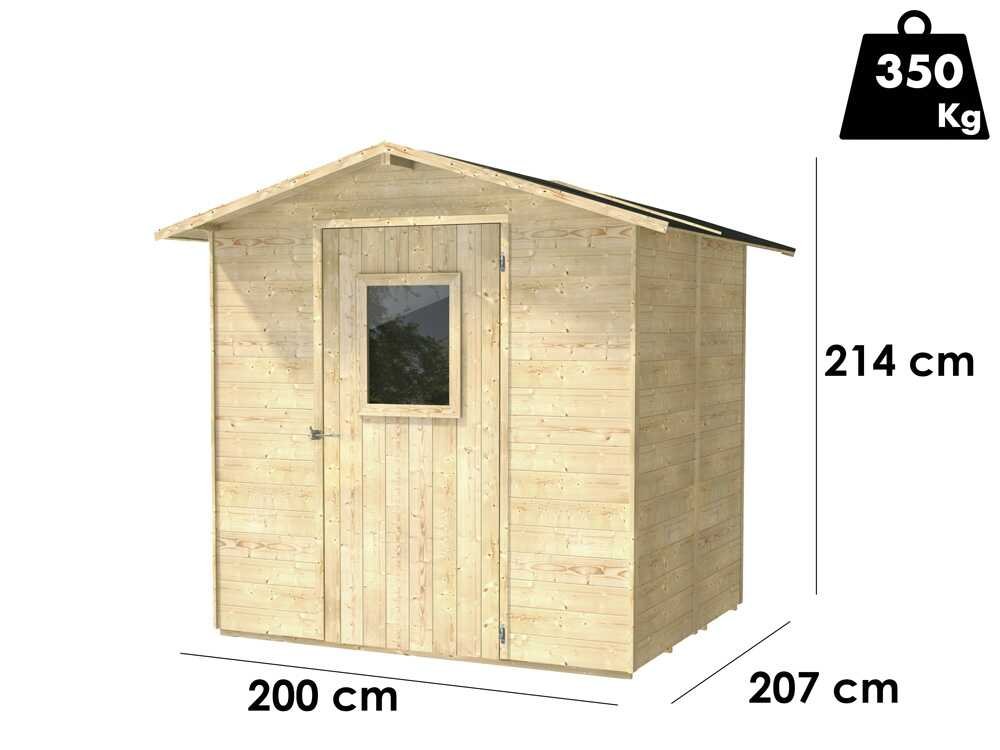 alce vaniglia 200x207 abri de jardin en bois avec fenêtre à l'avant 200x207x214 cm