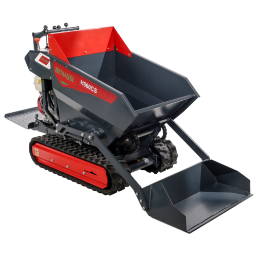 benassi h660cs brouette à moteur sur chenilles caisson dumper hydraulique avec pelle capacité charge 600kg benassi h660cs brouette à moteur sur chenilles caisson dumper hydraulique avec pelle capacité charge 600kg