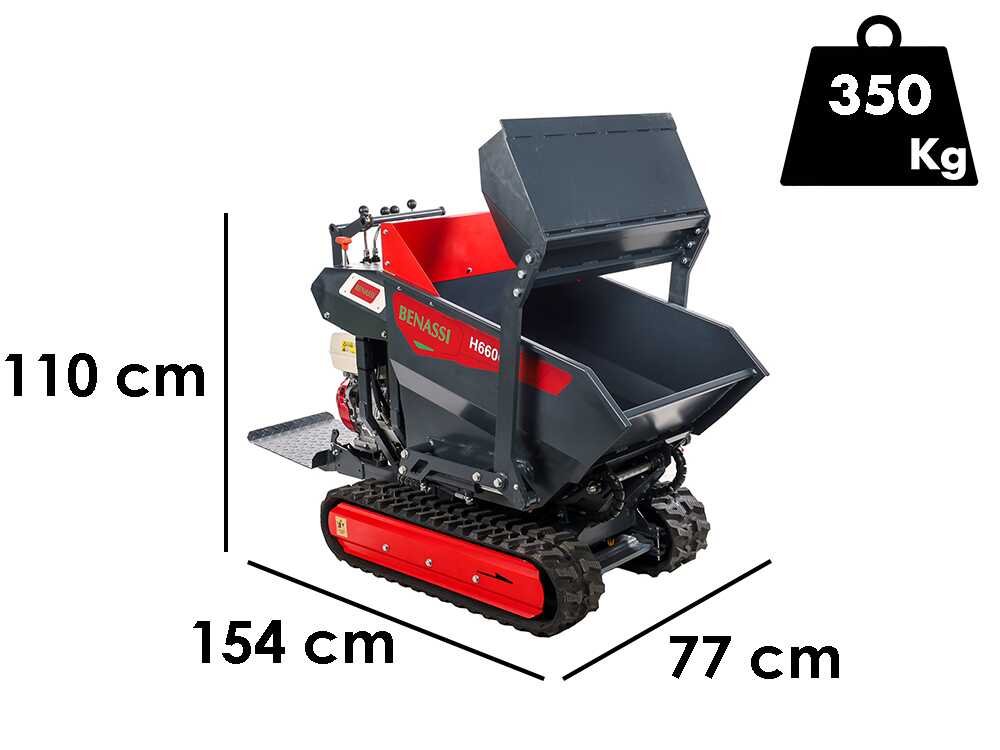 benassi h660cs brouette à moteur sur chenilles caisson dumper hydraulique avec pelle capacité charge 600kg - Machines territoires benassi h660cs brouette à moteur sur chenilles caisson dumper hydraulique avec pelle capacité charge 600kg