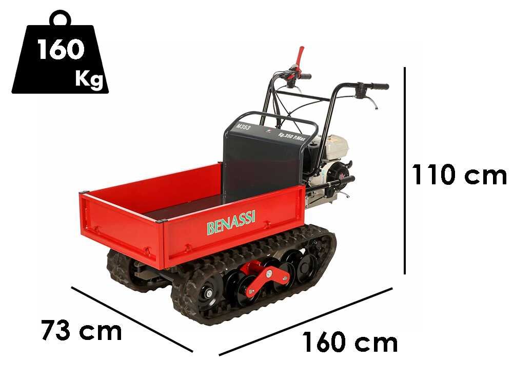 benassi m353h brouette à moteur extensible sur chenilles capacité 350 kg