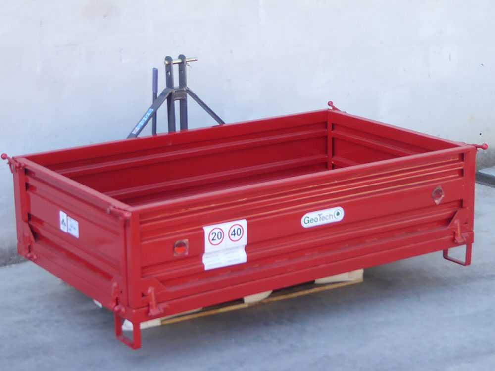 benne 3 points pour tracteur geotech trp 180 basculante 3 ridelles amovibles