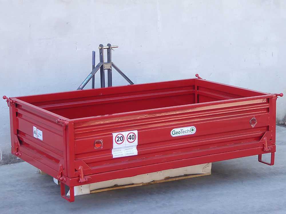 benne 3 points pour tracteur geotech trp 180 basculante 3 ridelles amovibles
