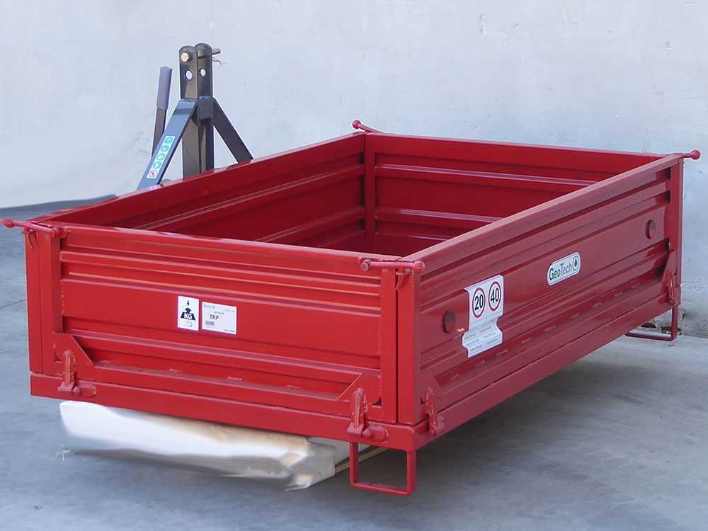 benne 3 points pour tracteur geotech trp 180 basculante 3 ridelles amovibles