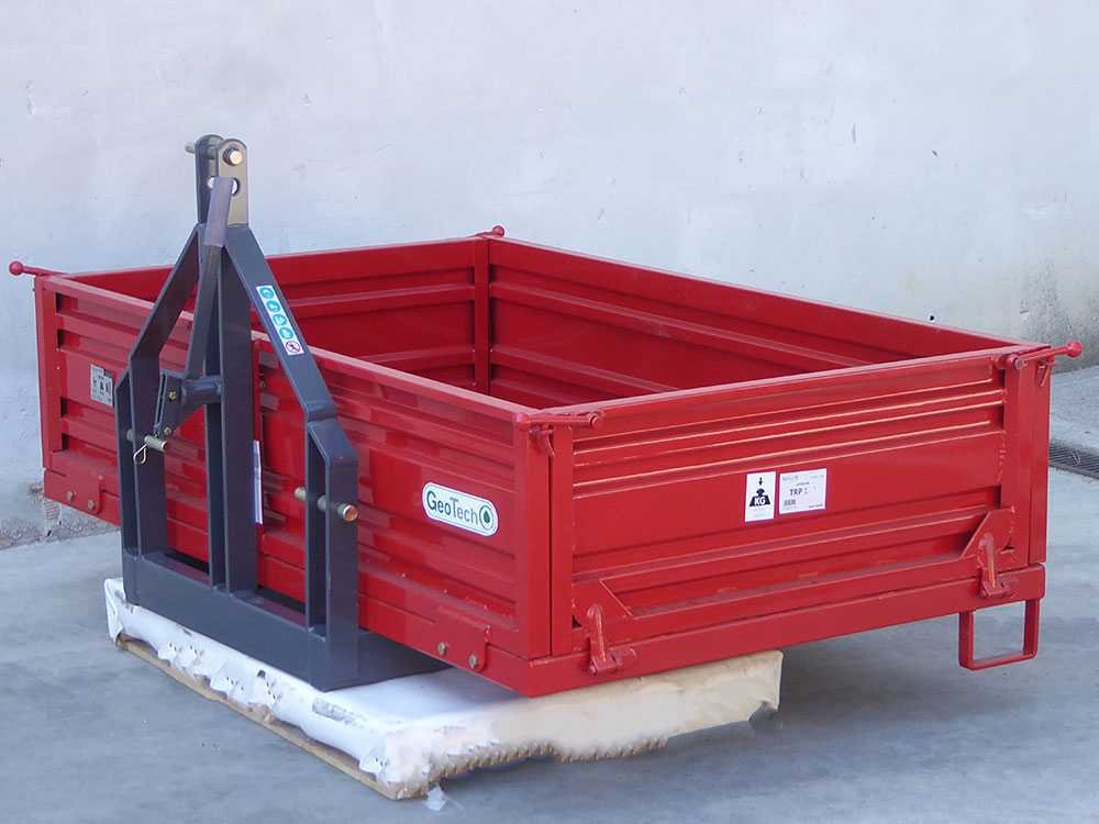 benne 3 points pour tracteur geotech trp 200 basculante 3 ridelles ouvrables