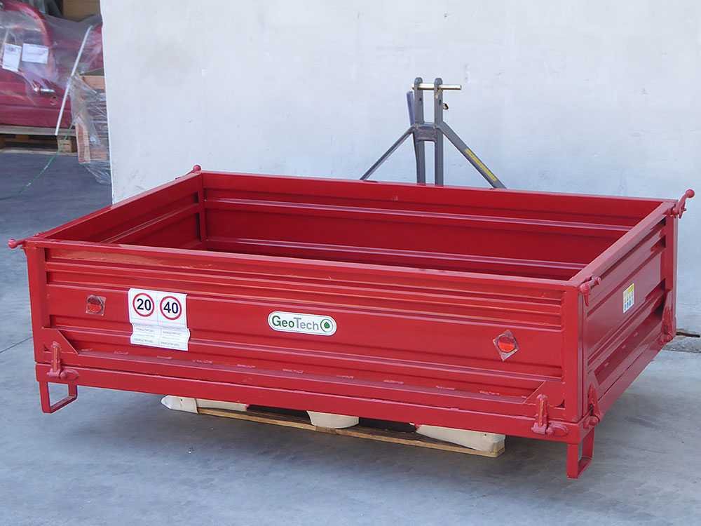 benne 3 points pour tracteur geotech trp 200 basculante 3 ridelles ouvrables