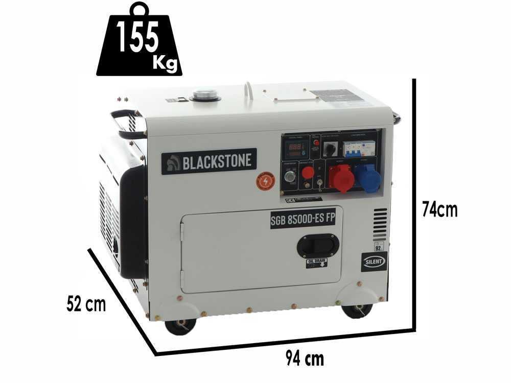 blackstone sgb 8500 d es fp groupe électrogène diesel insonorisé avec avr 6.3 kw continue 6 kw full power + ats triphasé