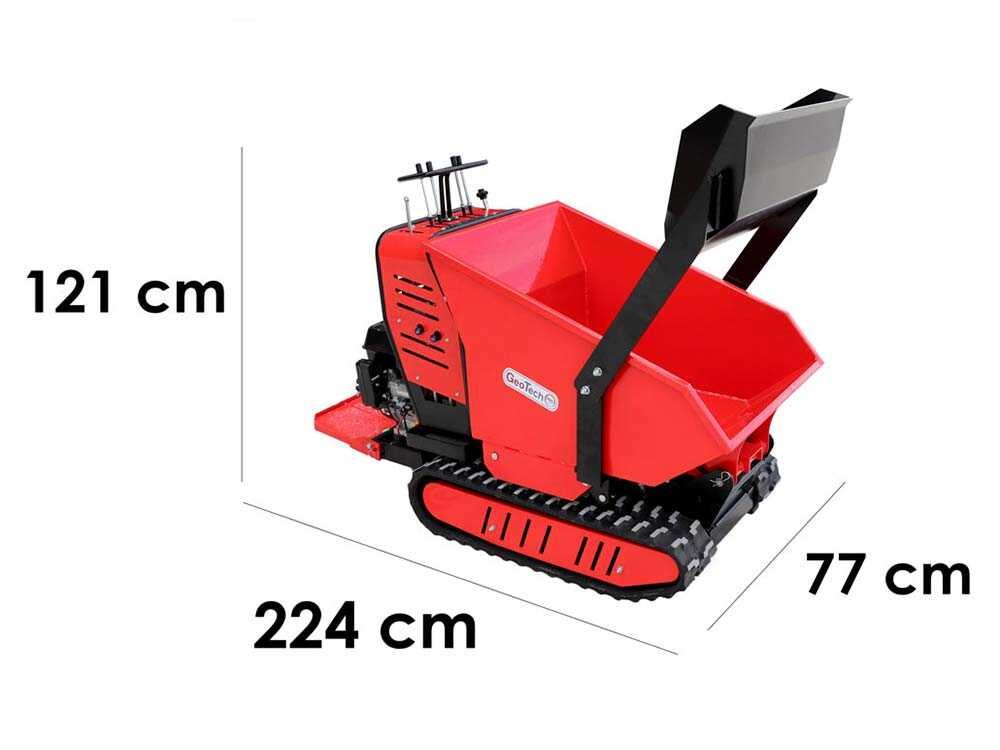 brouette à chenilles geotech geoporter 550 dhs hydro benne dumper hydraulique 500 kg
