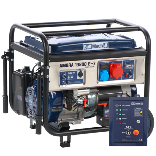 bullmach ambra 13800 e 3 groupe électrogène sur chariot à essence avec avr 10 kw continue 9 kw triphasé + ats bullmach ambra 13800 e 3 groupe électrogène sur chariot à essence avec avr 10 kw continue 9 kw triphasé + ats