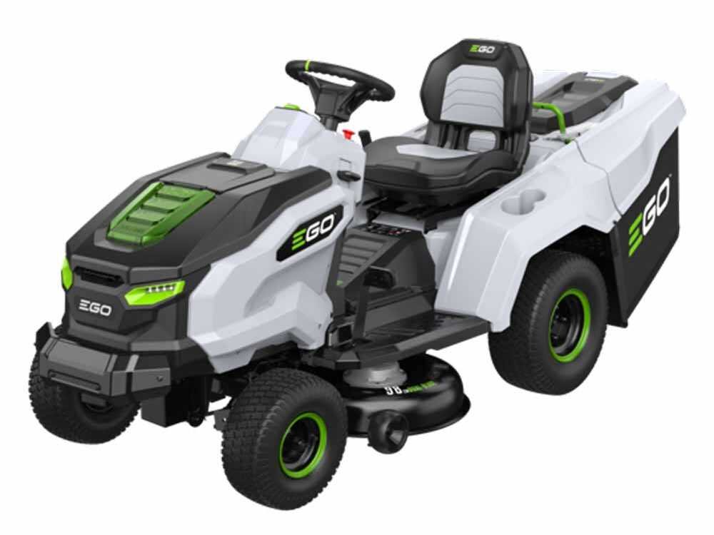 ego tr 3801 e b tracteur tondeuse à batterie avec bac de ramassage 56v 40ah