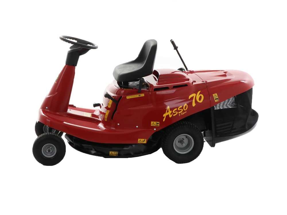 eurosystems asso 76 mini rider tondeuse rider autoportée boîte de vitesse manuelle largeur de coupe 76 cm