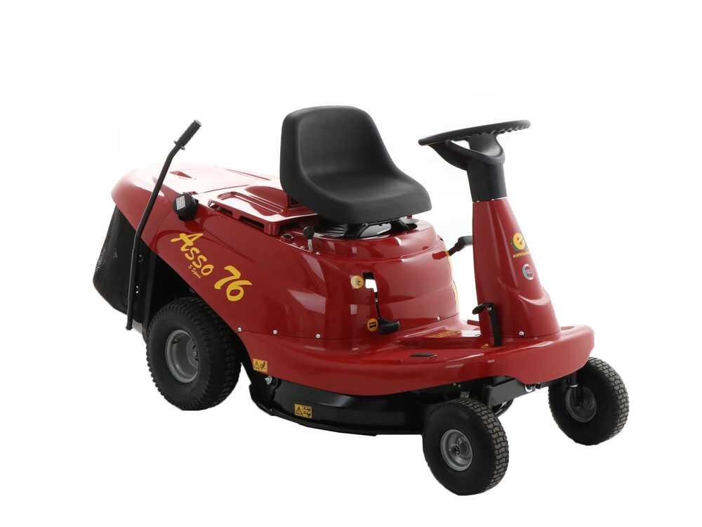 eurosystems asso 76 mini rider tondeuse rider autoportée boîte de vitesse manuelle largeur de coupe 76 cm