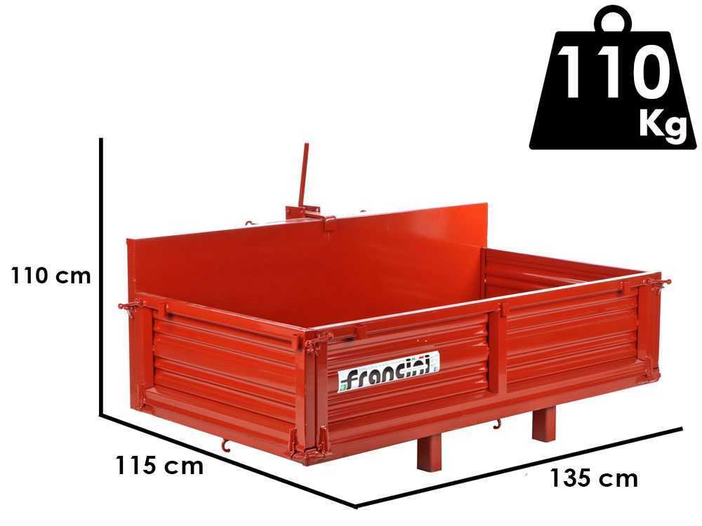 francini p 130 benne de chargement pour tracteur basculante 3 ridelles ouvrables