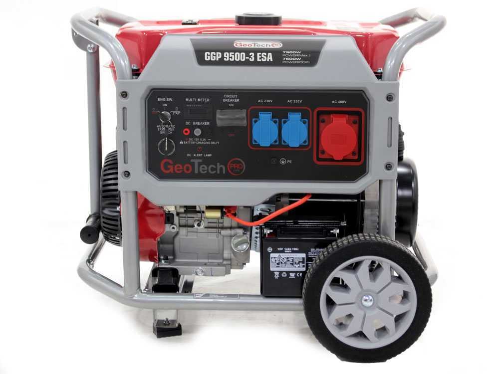 geotech pro ggp 9500 3 esa groupe électrogène sur chariot avec avr dém. électrique 7.8 kw continue 7.5 kw + ats