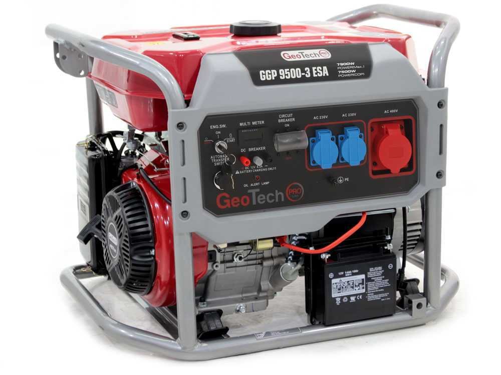 geotech pro ggp 9500 3 esa groupe électrogène sur chariot avec avr dém. électrique 7.8 kw continue 7.5 kw + ats