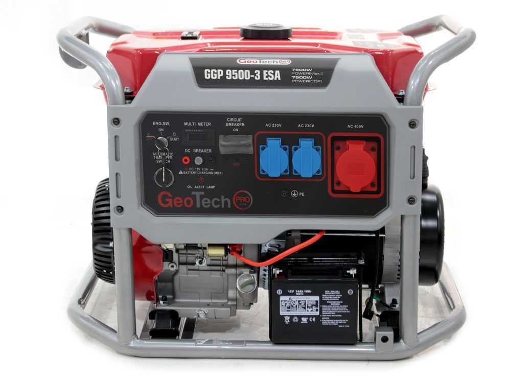 geotech pro ggp 9500 3 esa groupe électrogène sur chariot avec avr dém. électrique 7.8 kw continue 7.5 kw + ats
