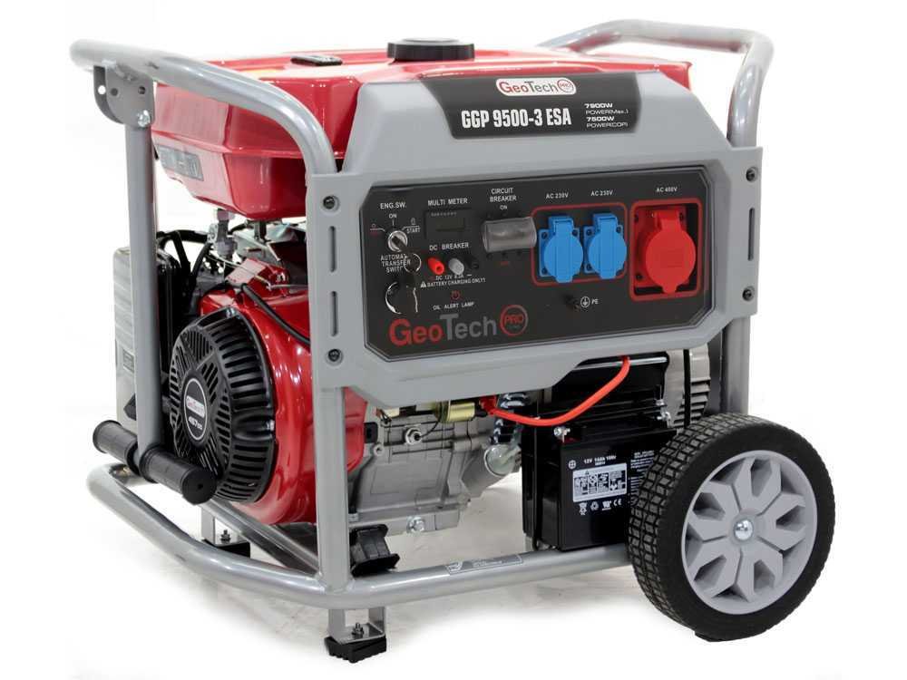 geotech pro ggp 9500 3 esa groupe électrogène sur chariot avec avr dém. électrique 7.8 kw continue 7.5 kw + ats