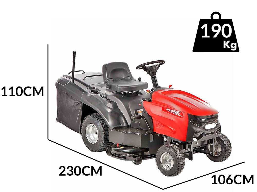 geotech rtm 170 960 c tracteur tondeuse boîte mécanique bac de ramassage