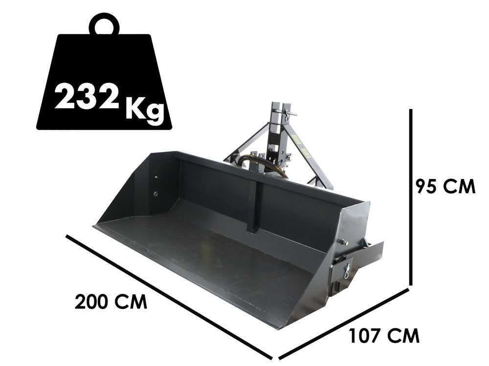 godet arrière hydraulique pour tracteur blackstone b pal h 200 de 200 cm charge 700kg