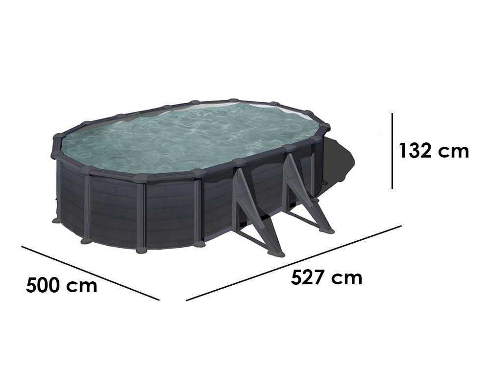 gre granada ovale 500x300x132cm piscine hors sol en acier