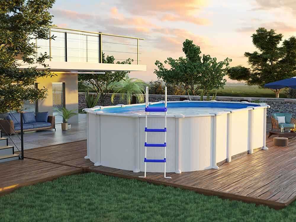 gre haiti ovale 610 x 375 x 132 cm piscine hors sol en acier traverses enterrées - Machines territoires gre haiti ovale 610 x 375 x 132 cm piscine hors sol en acier traverses enterrées