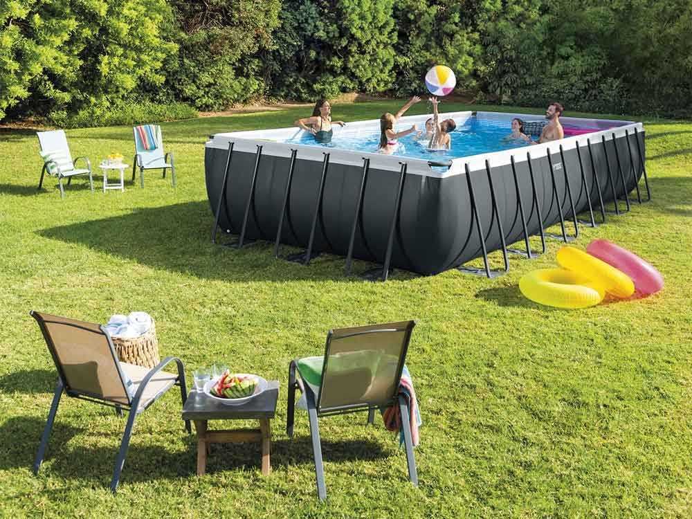 intex ultra xtr frame 26368np 732x366x132 cm piscine hors sol + kit nettoyage et volleyball