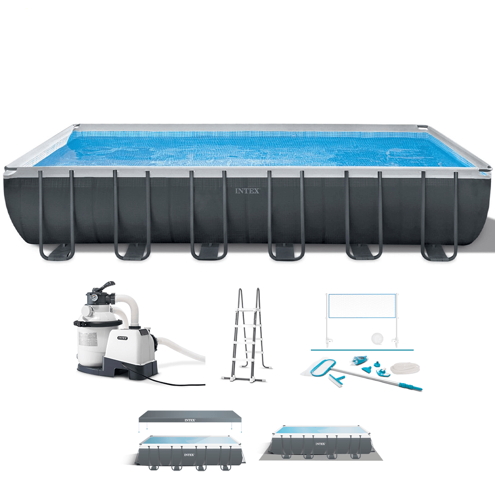 intex ultra xtr frame 26368np 732x366x132 cm piscine hors sol + kit nettoyage et volleyball intex ultra xtr frame 26368np 732x366x132 cm piscine hors sol + kit nettoyage et volleyball