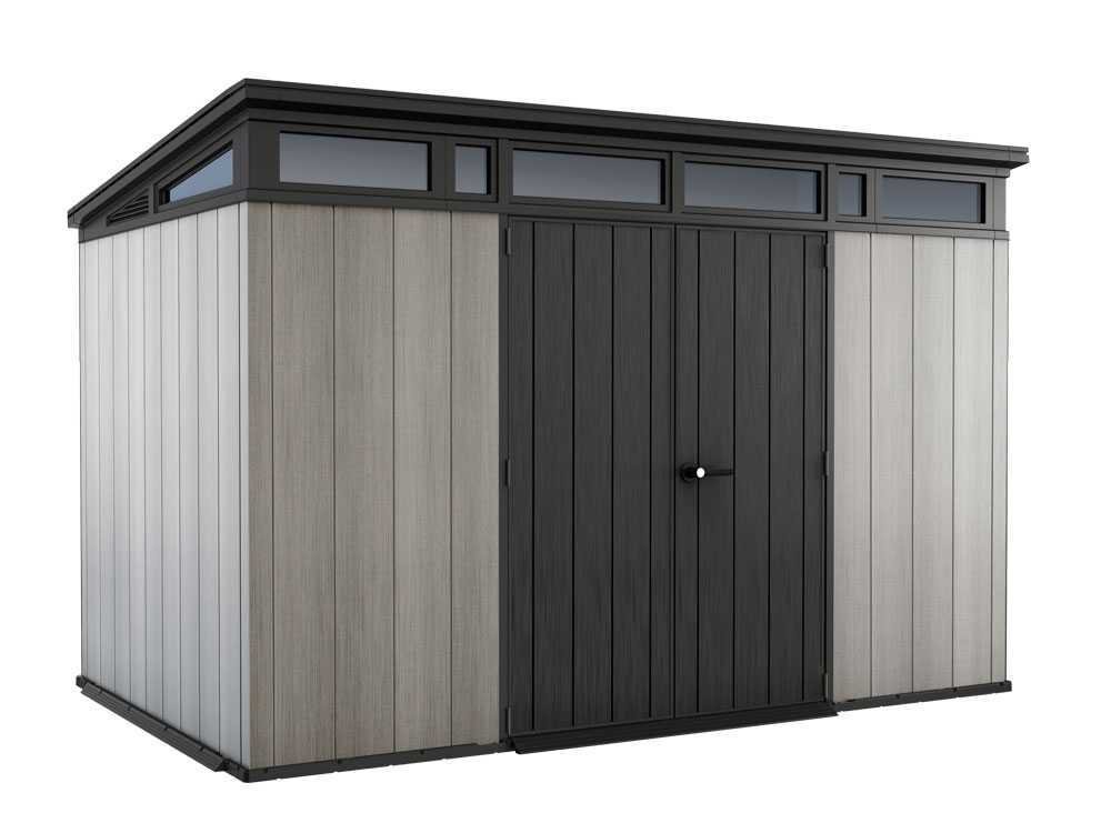 keter artisan gris abri de jardin avec porte à double pans 342x218x226 cm