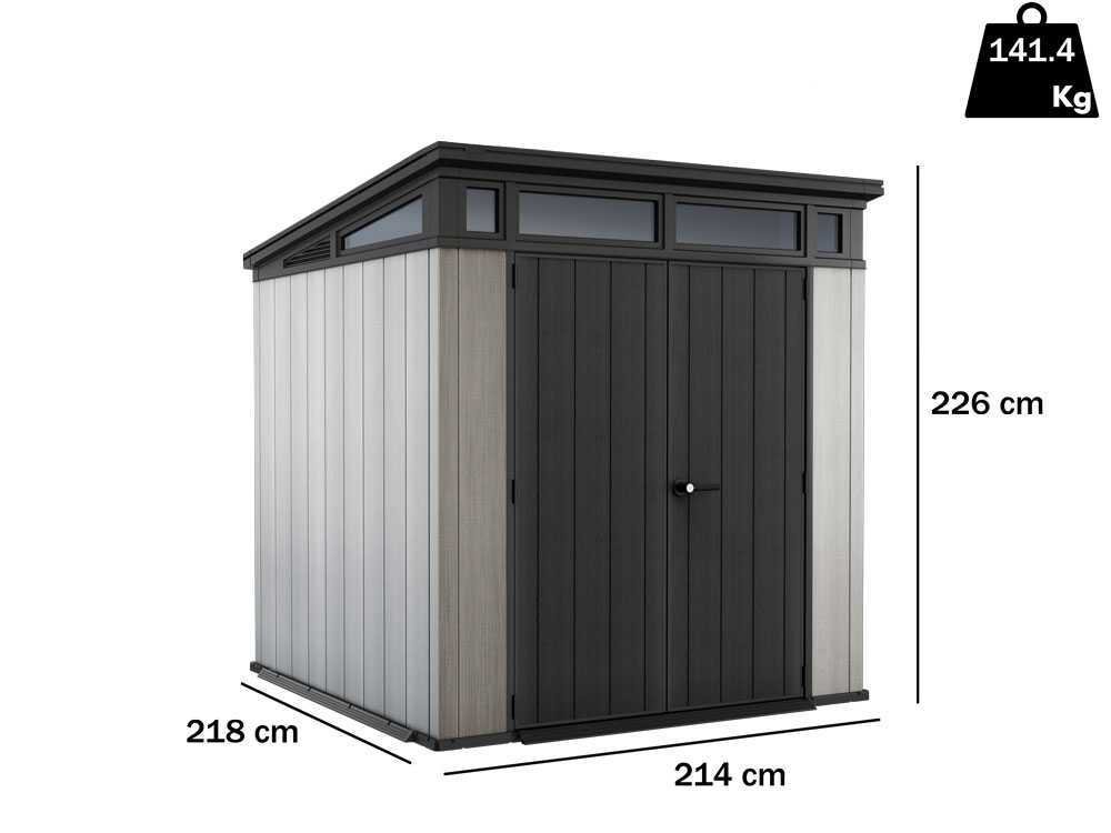 keter artisan gris abri de jardin avec porte double battant 214x218x226 cm - Machines territoires keter artisan gris abri de jardin avec porte double battant 214x218x226 cm