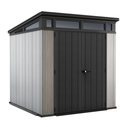 keter artisan gris abri de jardin avec porte double battant 214x218x226 cm