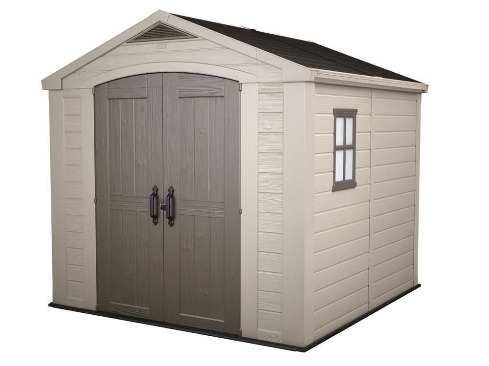 keter factor beige abri de jardin avec fenêtre latérale 256.5x255x243 cm keter factor beige abri de jardin avec fenêtre latérale 256.5x255x243 cm
