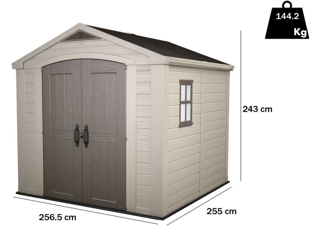 keter factor beige abri de jardin avec fenêtre latérale 256.5x255x243 cm keter factor beige abri de jardin avec fenêtre latérale 256.5x255x243 cm