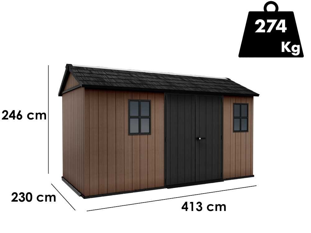 keter newton plus 7513/1375 abri de jardin avec double porte et fenêtres 230 x 413 x 246 cm - Machines territoires keter newton plus 7513/1375 abri de jardin avec double porte et fenêtres 230 x 413 x 246 cm