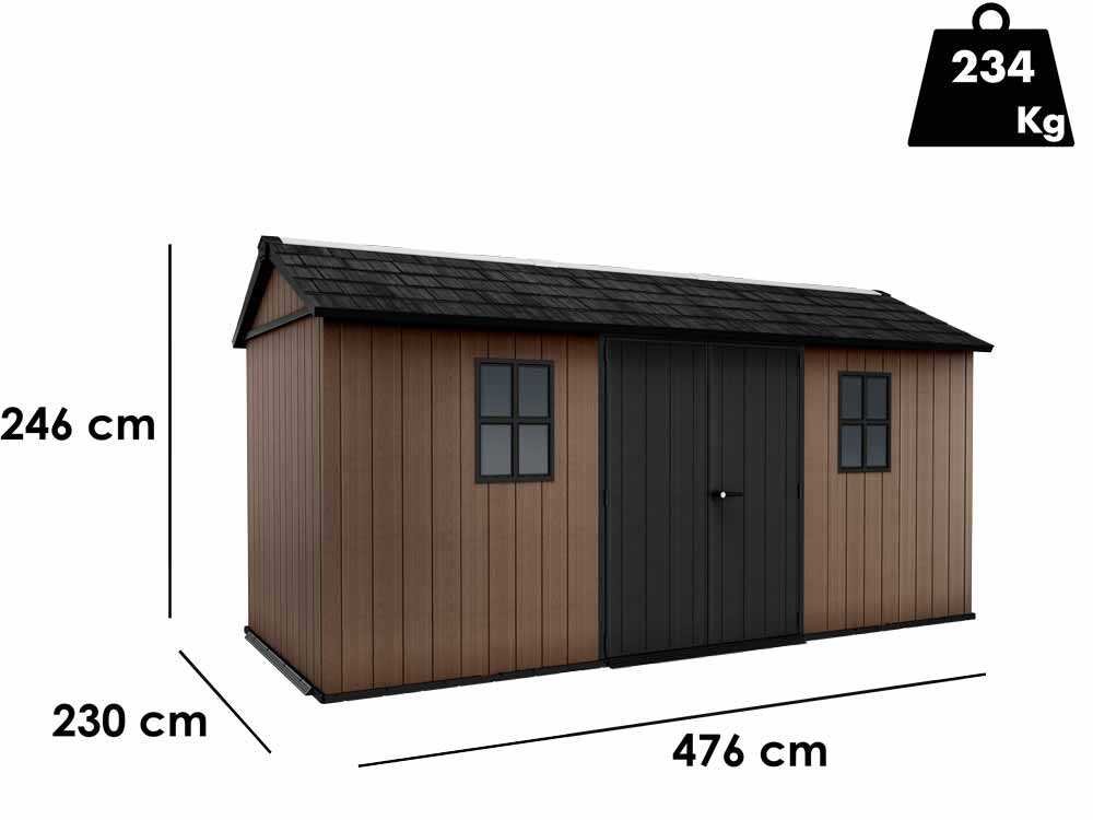 keter newton plus 7515/1575 abri de jardin avec porte à double battant et fenêtres 230 x 476 x 246 cm - Machines territoires keter newton plus 7515/1575 abri de jardin avec porte à double battant et fenêtres 230 x 476 x 246 cm