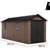 keter newton plus 7517/1775 abri de jardin avec porte à double battant et fenêtres 230 x 539 x 246 cm
