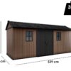 keter newton plus 7517/1775 abri de jardin avec porte à double battant et fenêtres 230 x 539 x 246 cm