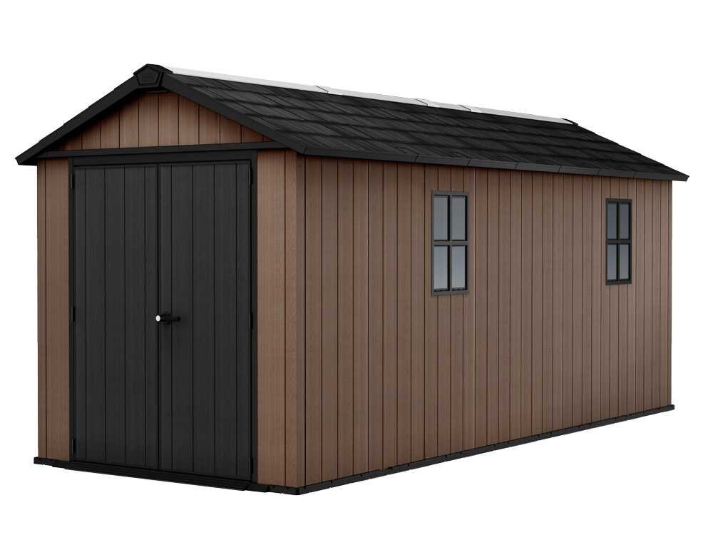 keter newton plus 7517/1775 abri de jardin avec porte à double battant et fenêtres 230 x 539 x 246 cm